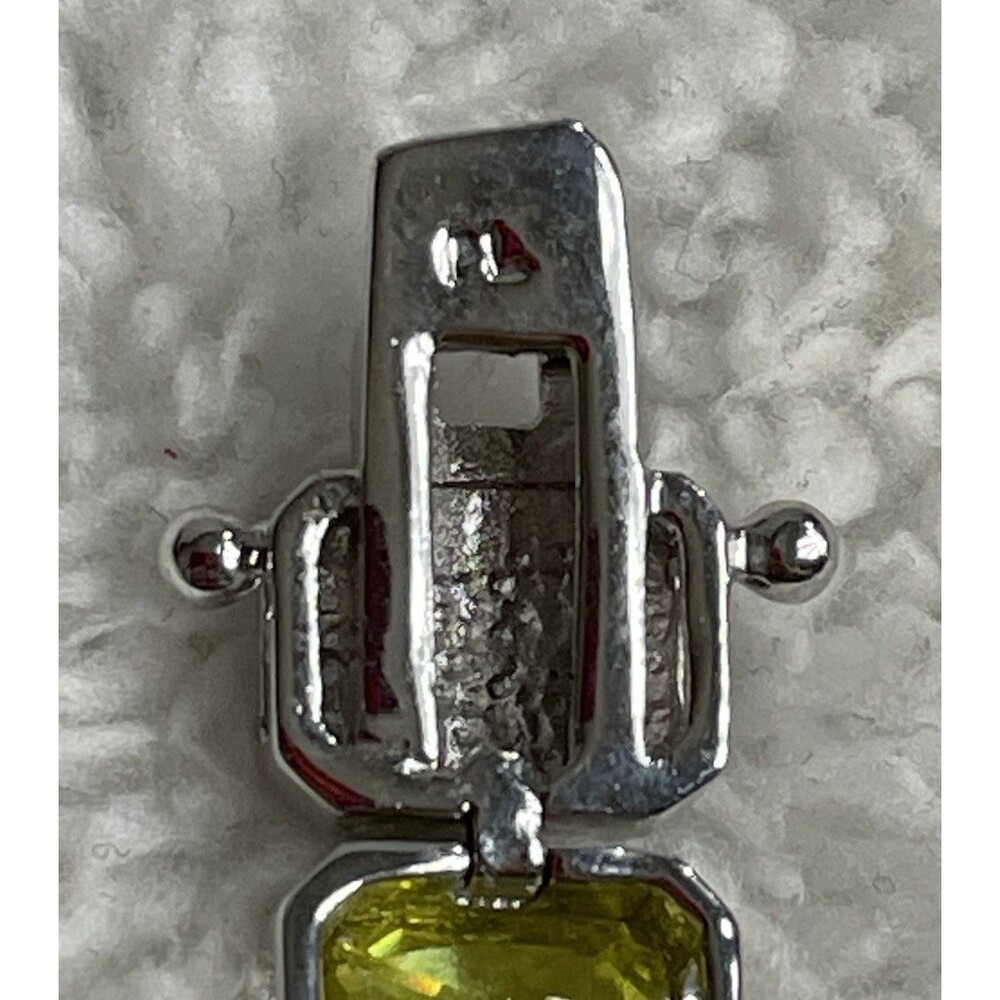 PARK LANE TWO TONE CUSHION OLIVINE CZ 7.5" TENNIS BRACELET DOUBLE SAFETY - Picture 4 of 5